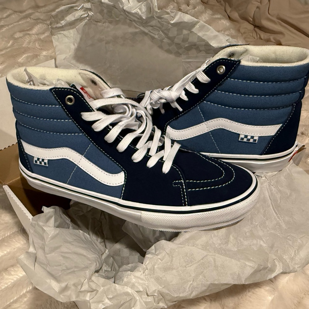 Vans Men's High-Top Sneakers - Dark Blue and Light Blue